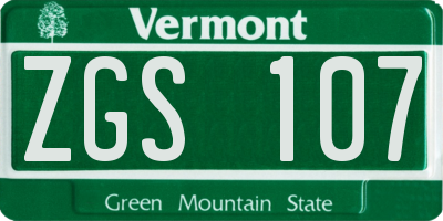VT license plate ZGS107