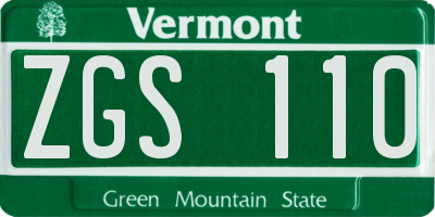 VT license plate ZGS110