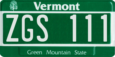 VT license plate ZGS111