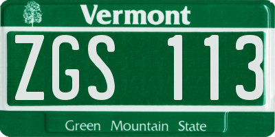 VT license plate ZGS113