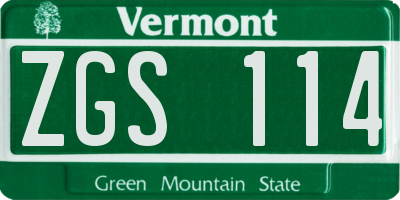 VT license plate ZGS114