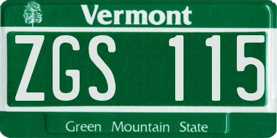 VT license plate ZGS115