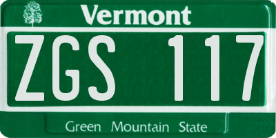 VT license plate ZGS117