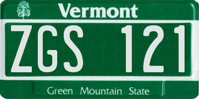 VT license plate ZGS121