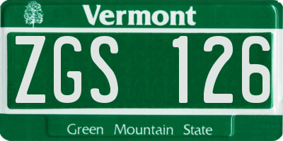 VT license plate ZGS126