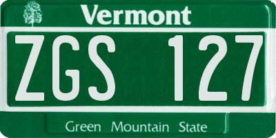 VT license plate ZGS127