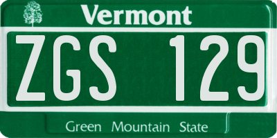 VT license plate ZGS129