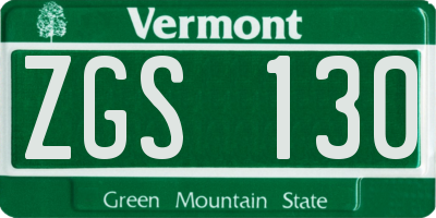 VT license plate ZGS130