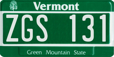 VT license plate ZGS131