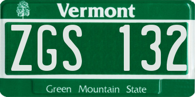 VT license plate ZGS132