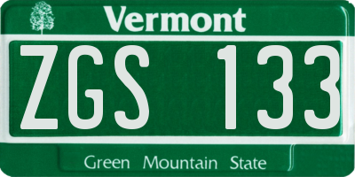 VT license plate ZGS133