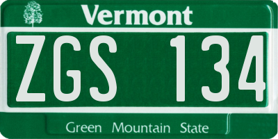 VT license plate ZGS134