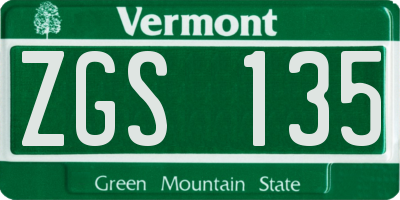 VT license plate ZGS135