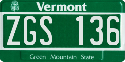 VT license plate ZGS136