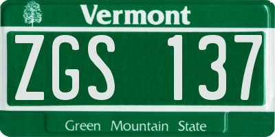 VT license plate ZGS137