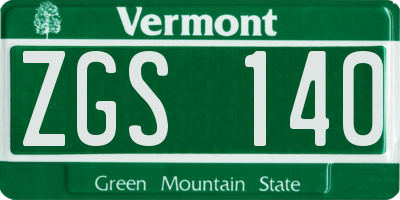 VT license plate ZGS140