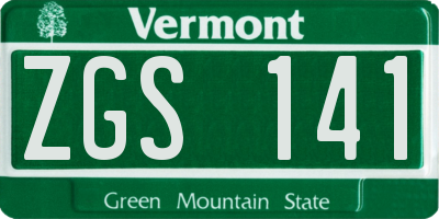 VT license plate ZGS141
