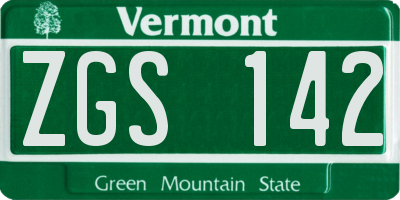 VT license plate ZGS142