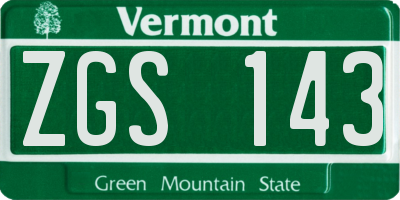 VT license plate ZGS143