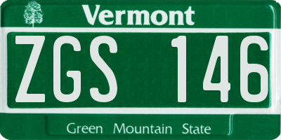 VT license plate ZGS146