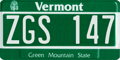 VT license plate ZGS147
