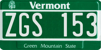 VT license plate ZGS153
