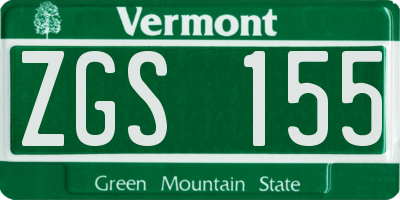 VT license plate ZGS155