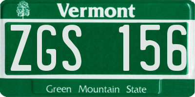 VT license plate ZGS156