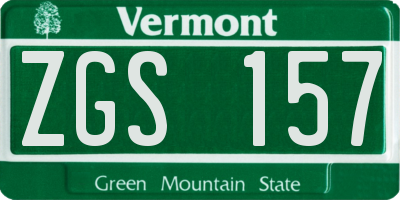 VT license plate ZGS157