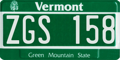 VT license plate ZGS158