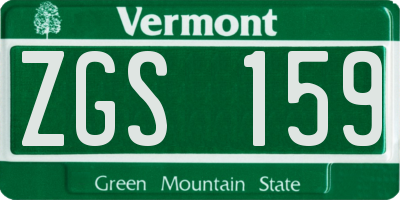 VT license plate ZGS159