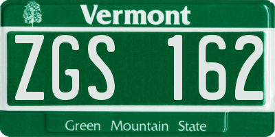 VT license plate ZGS162