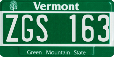 VT license plate ZGS163