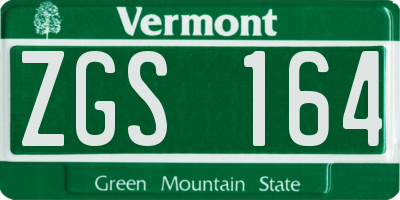 VT license plate ZGS164