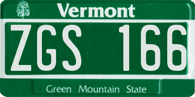 VT license plate ZGS166