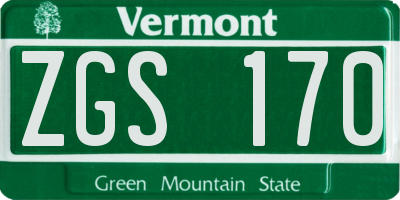 VT license plate ZGS170