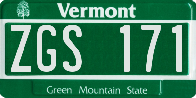 VT license plate ZGS171