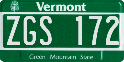 VT license plate ZGS172