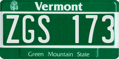 VT license plate ZGS173