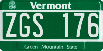 VT license plate ZGS176