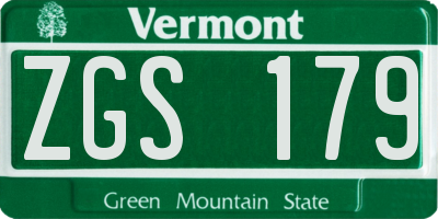VT license plate ZGS179