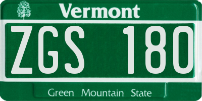 VT license plate ZGS180