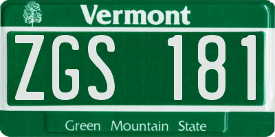 VT license plate ZGS181