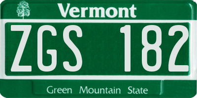 VT license plate ZGS182