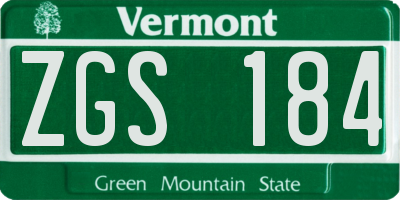 VT license plate ZGS184