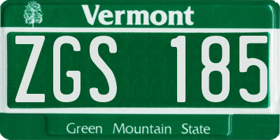 VT license plate ZGS185