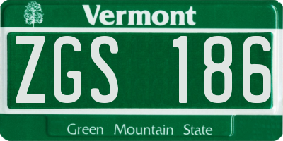 VT license plate ZGS186