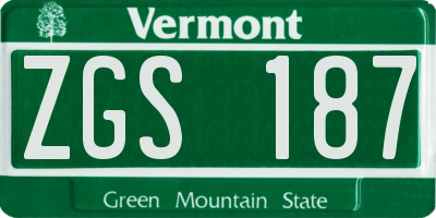 VT license plate ZGS187
