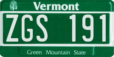 VT license plate ZGS191