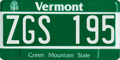 VT license plate ZGS195